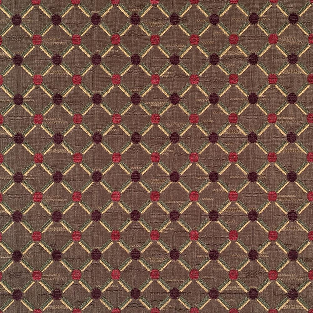 Geometric Diamond Chenille Jacquard Dark Purple Brown Fabric - Classic & Modern