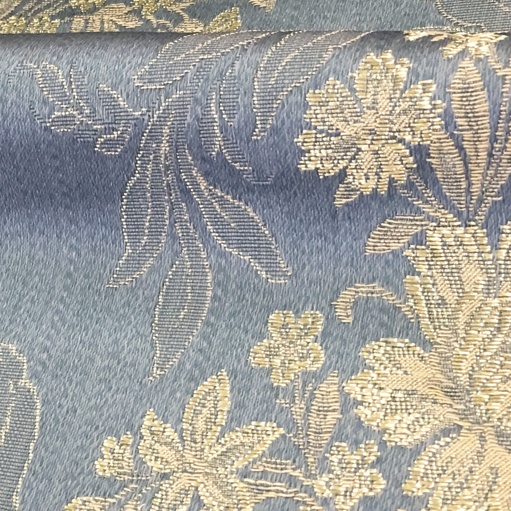 GINEVRE Blue Gold Floral Jacquard Brocade Fabric - Classic & Modern