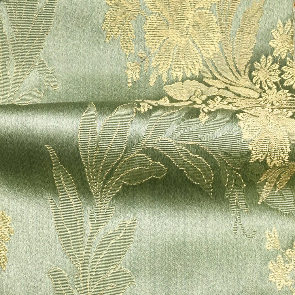 GREEN GOLD Brocade Flower Floral Upholstery Drapery Fabric (110 in.) S –  handtfabrics