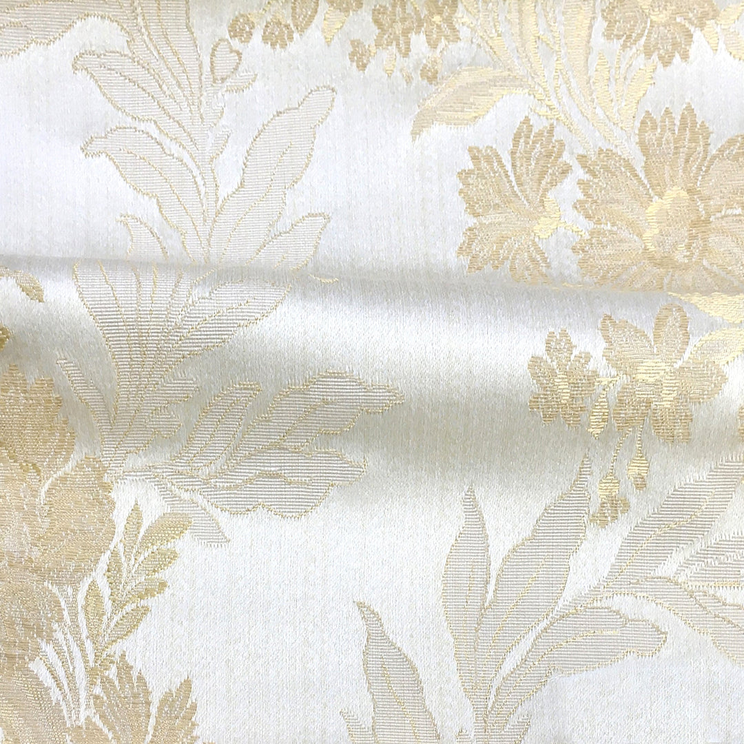 GINEVRE Ivory Beige Floral Jacquard Brocade Fabric - Classic & Modern