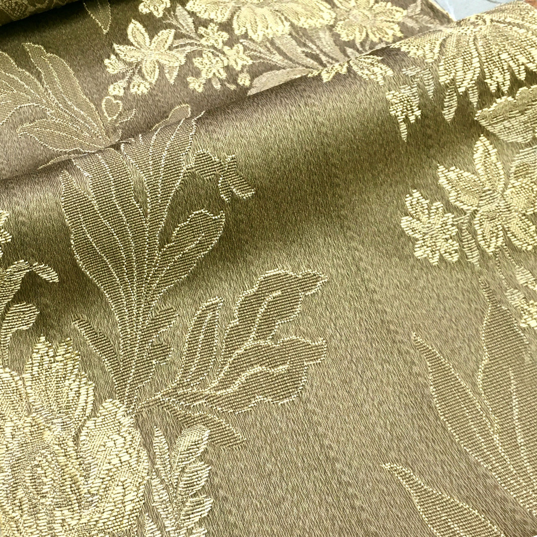 GINEVRE Olive Gold Floral Jacquard Brocade Fabric - Classic & Modern