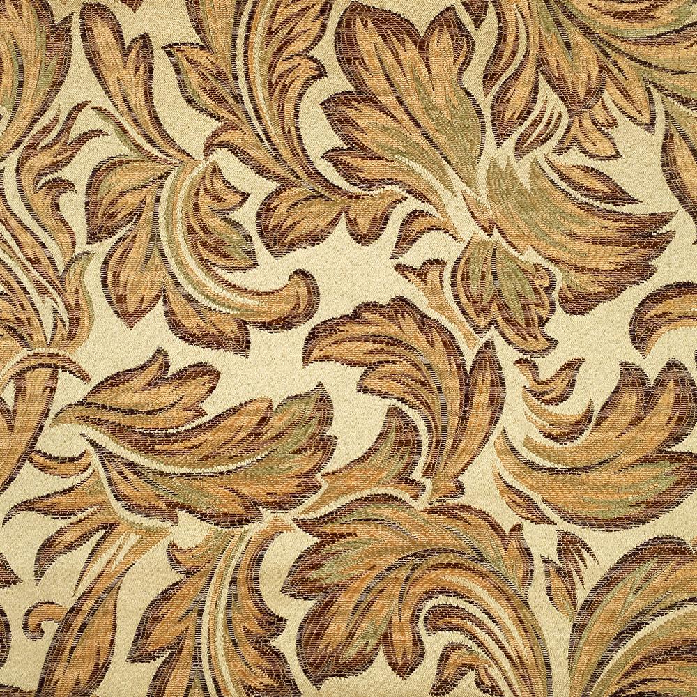 Harvest Leaves Woven Jacquard Gold Brown Fabric - Classic & Modern