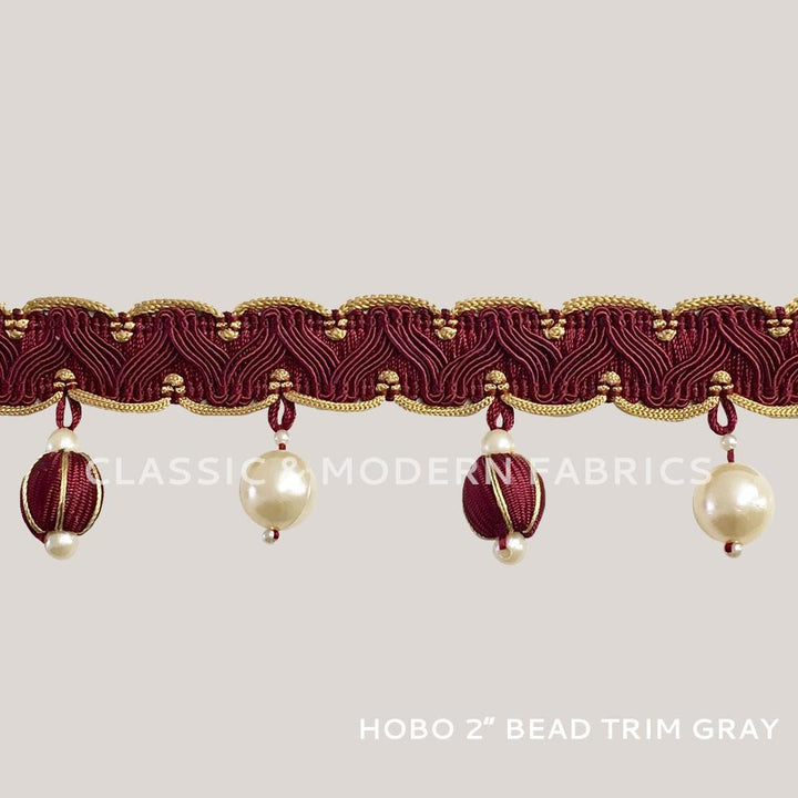 Hobo 2" Beaded Tassel Fringe Trim Red / By the Yard - Classic & Modern