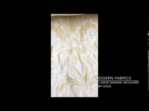 Provence Signature Large Damask Jacquard Ivory Gold Fabric