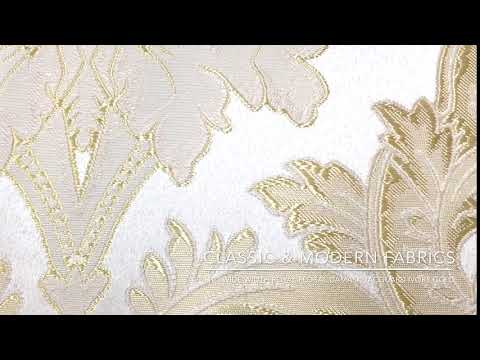 110" Wide Ivory Gold Royal Floral Damask Jacquard Fabric