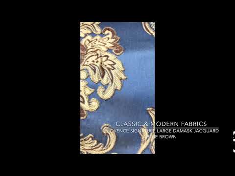 Provence Signature Large Damask Jacquard Blue Brown Fabric