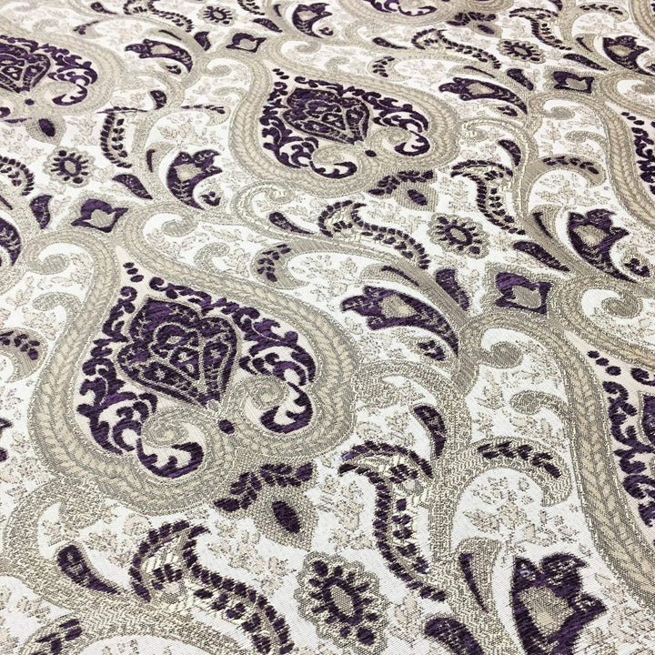 Purple damask chenille brocade fabric