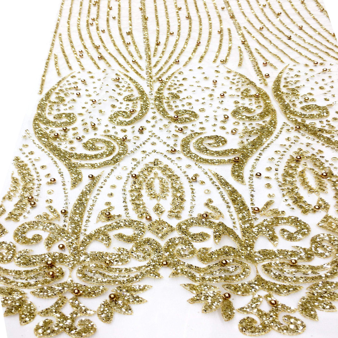Stella METALLIC GOLD Glitter Tulle Mesh Lace / Dress Fabric / Fabric by the Yard Stella METALLIC GOLD Glitter Tulle Mesh Lace / Dress Fabric / Fabric by the Yard