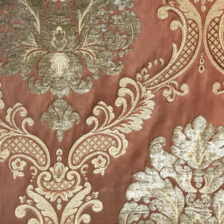 Labelle Damask Brocade Jacquard Brown Fabric - Classic & Modern