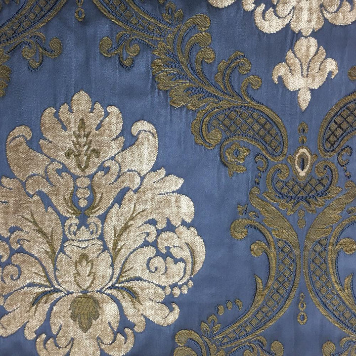 Labelle Damask Brocade Jacquard Dark Blue Fabric - Classic & Modern