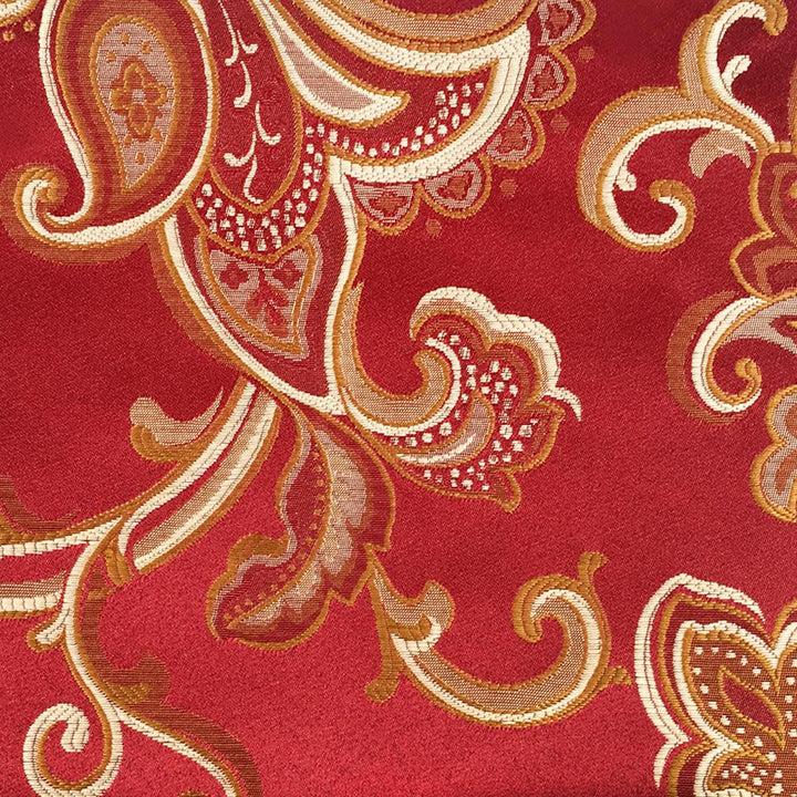 Large Paisley Woven Jacquard Ruby Red Gold Fabric - Classic & Modern