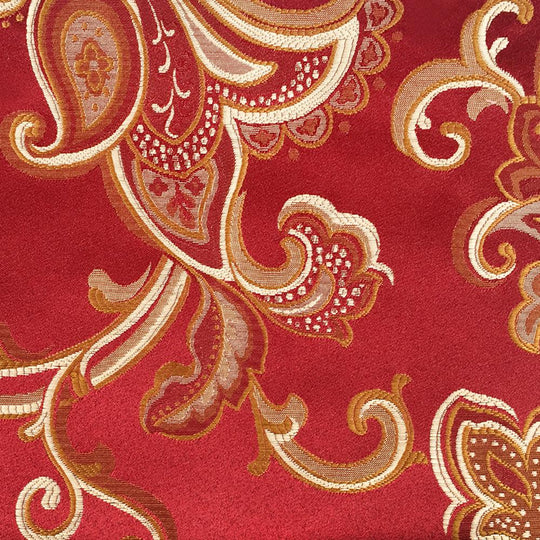 Large Paisley Woven Jacquard Ruby Red Gold Fabric – Classic Modern Fabrics