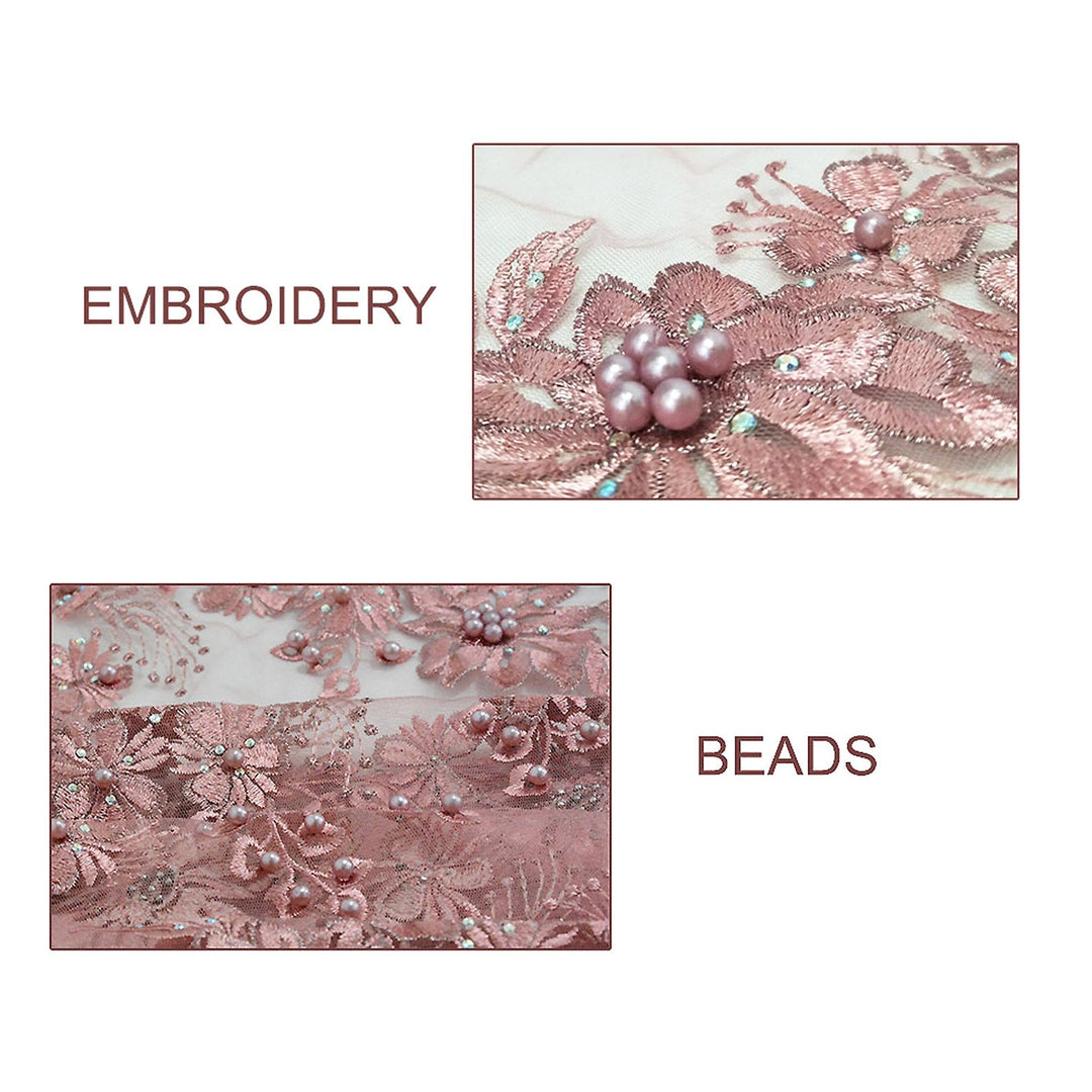 Lasori DUSTY PINK Floral Embroidery Sequin Tulle Mesh Lace / Fabric by the Yard - Classic & Modern