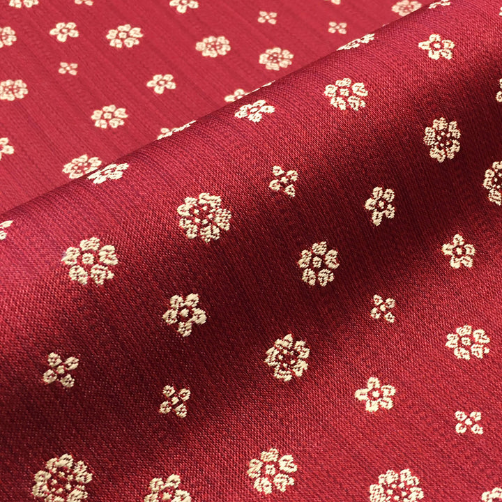 Louise Red Small Floral Jacquard Brocade Fabric - Classic & Modern