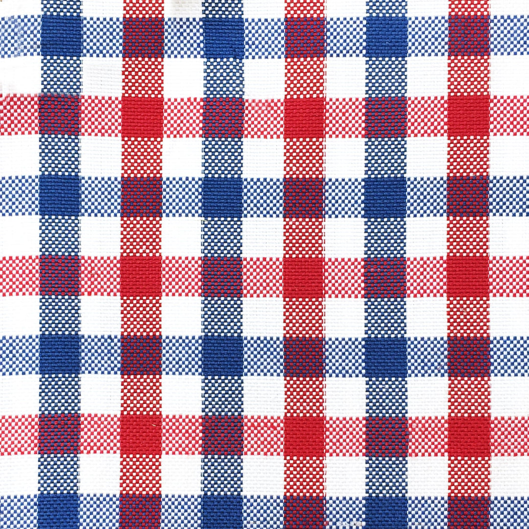 MANES 108" Blue Red Small Check Plaid Canvas Fabric - Classic & Modern