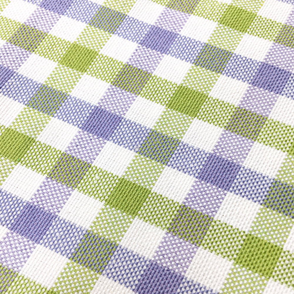 MANES 108" Lavender Green Off White Small Check Plaid Canvas Fabric - Classic & Modern