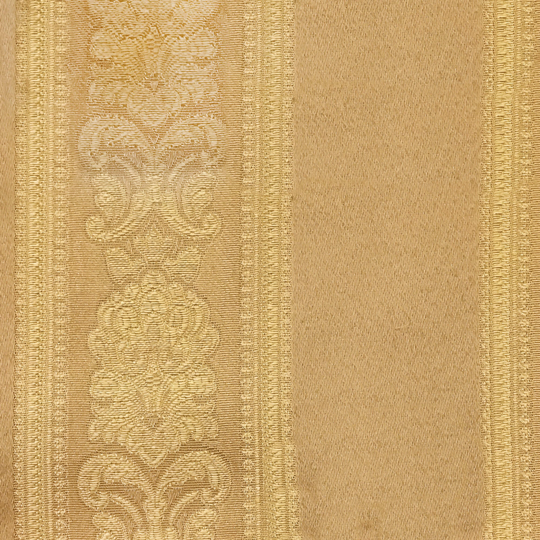 Manon Gold Stripe Floral Damask Jacquard Brocade Fabric - Classic & Modern