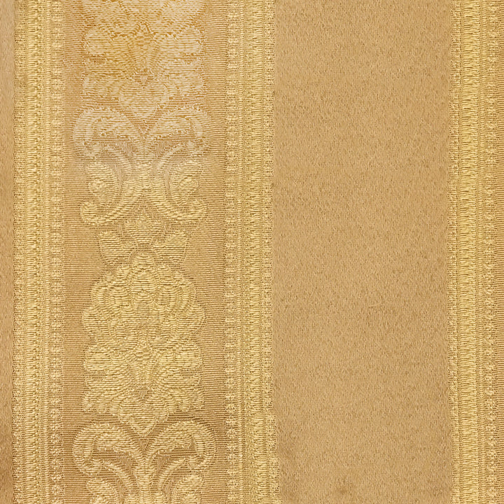 Manon Gold Stripe Floral Damask Jacquard Brocade Fabric - Classic & Modern