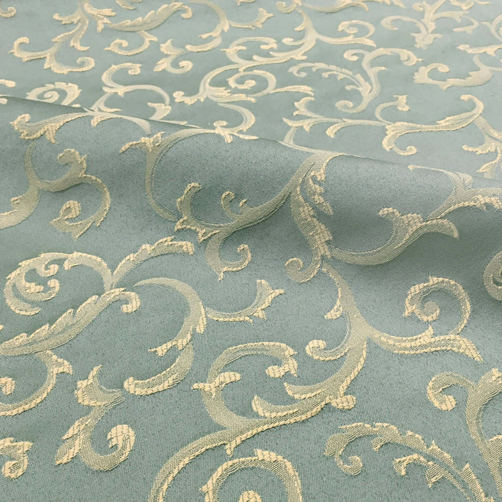 MARANO Green Gold Red Royal Floral Scroll Brocade Jacquard Fabric - Classic Modern Fabrics