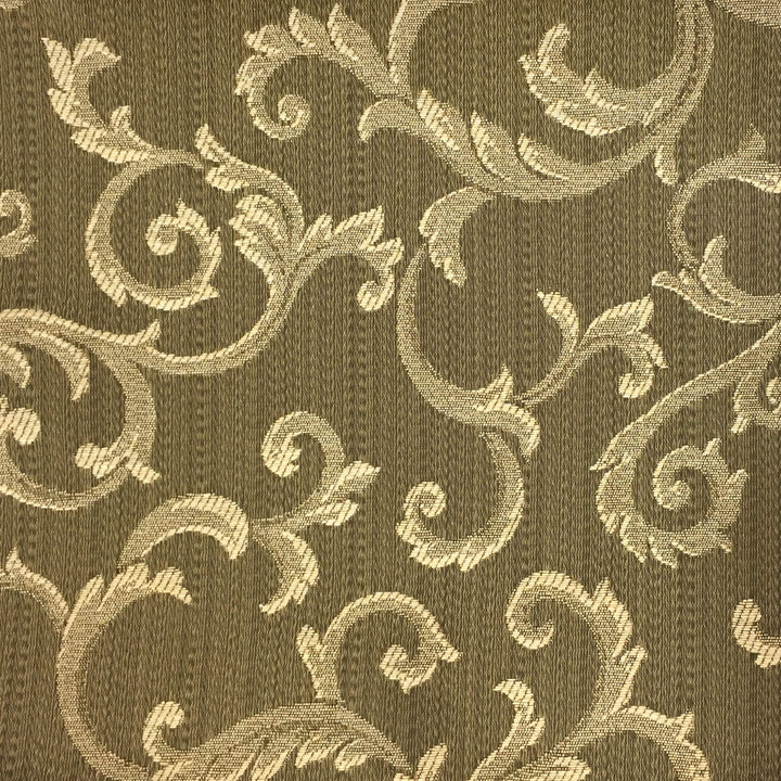 MARANO Olive Gold Royal Floral Scroll Brocade Jacquard Fabric - Classic Modern Fabrics