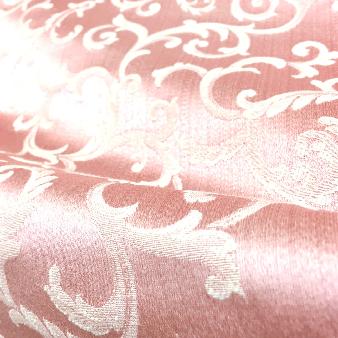 MARANO Pink Gold Red Royal Floral Scroll Brocade Jacquard Fabric - Classic Modern Fabrics