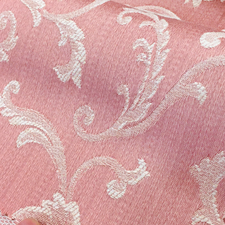 MARANO Pink Gold Red Royal Floral Scroll Brocade Jacquard Fabric - Classic Modern Fabrics