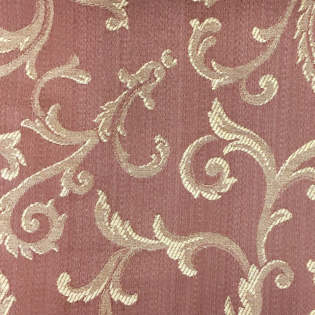 MARANO Plum Brown Gold Royal Floral Scroll Brocade Jacquard Fabric - Classic Modern Fabrics