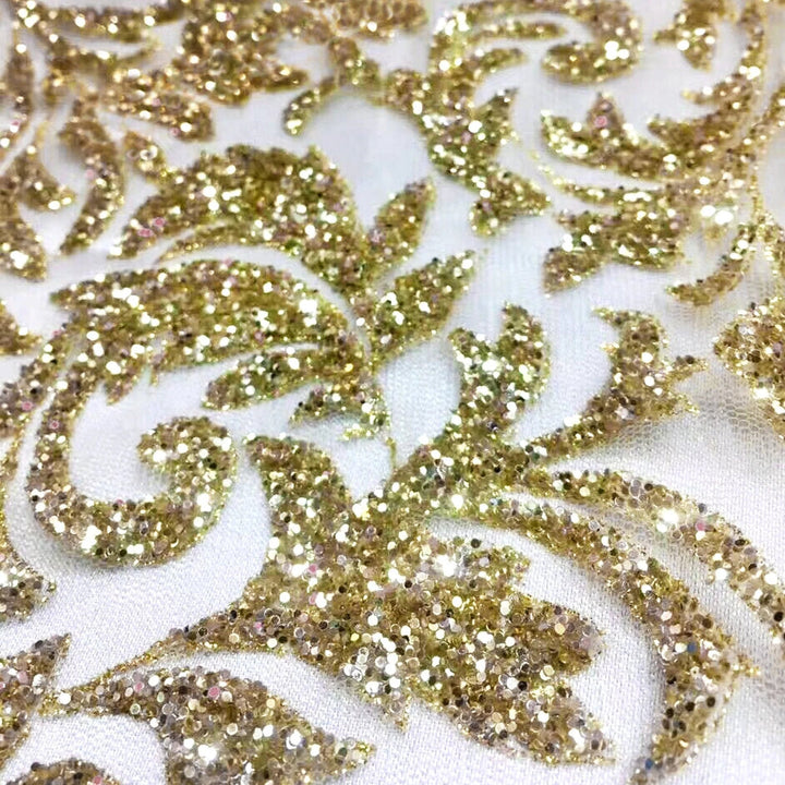 METALLIC GOLD Glitter on Light Tulle Mesh Lace - Classic & Modern
