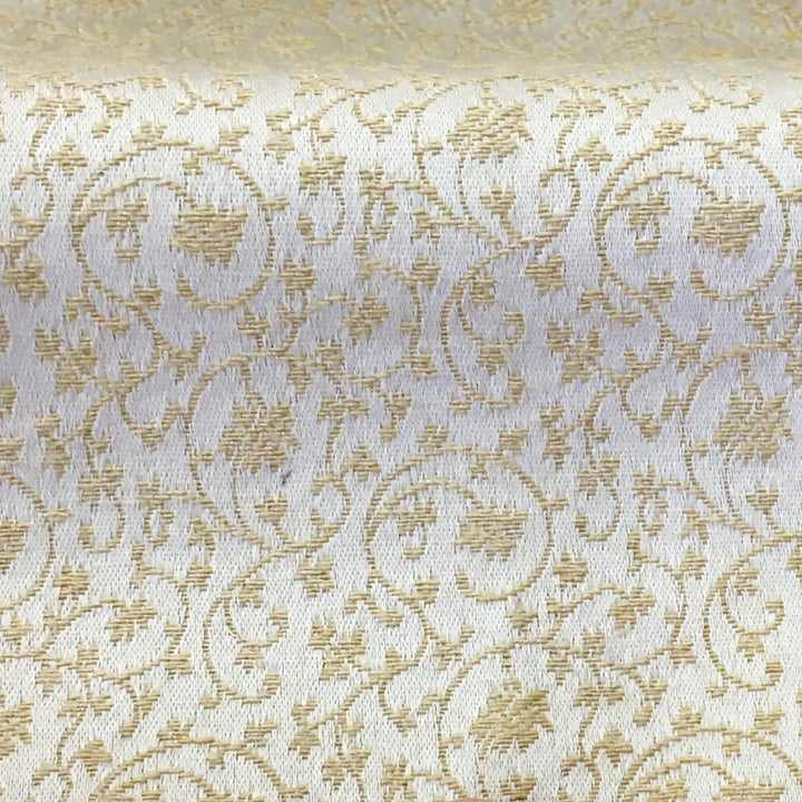 MILANO Beige Ivory Small Swirl Scroll Jacquard Brocade Fabric - Classic Modern Fabrics