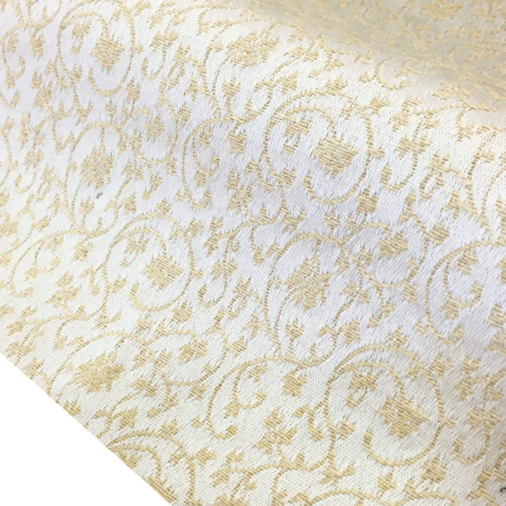MILANO Beige Ivory Small Swirl Scroll Jacquard Brocade Fabric - Classic Modern Fabrics