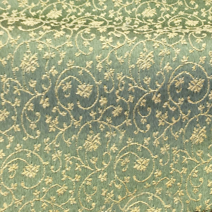 MILANO Green Gold Floral Small Swirl Scroll Jacquard Brocade Fabric - Classic Modern Fabrics