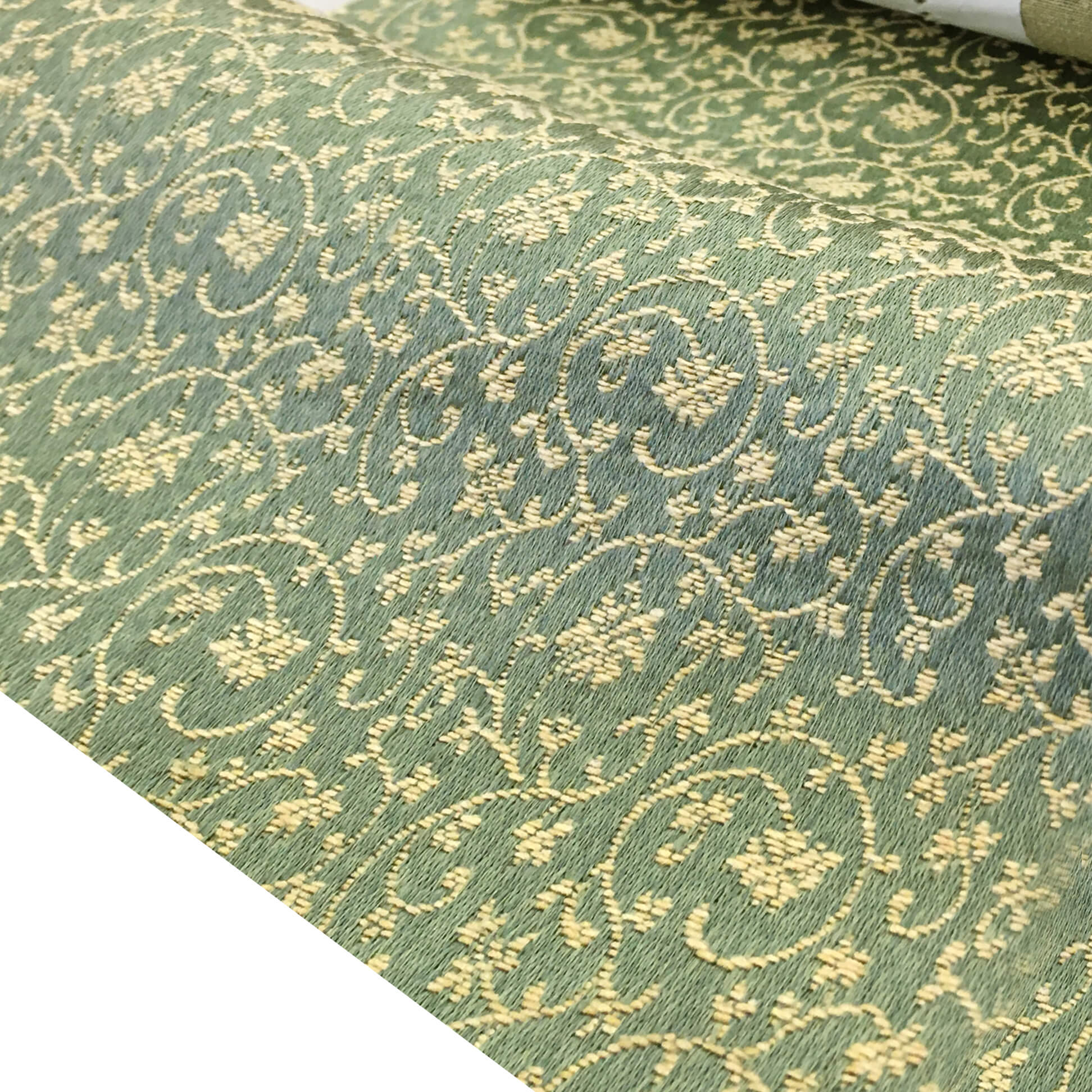 SF405 outlet Vintage Japanese Silver, Green, Gold Phoenix Reversible woven Silk design