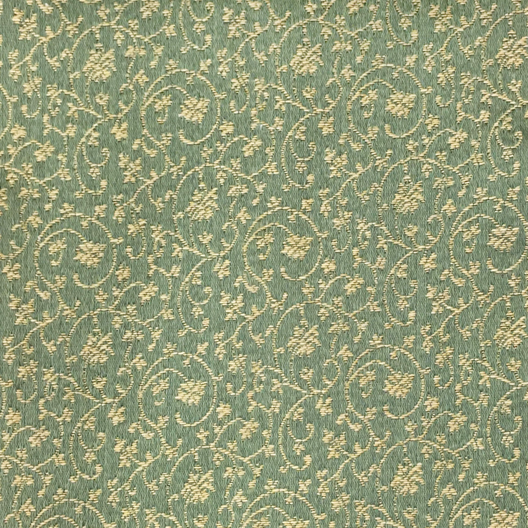 MILANO Green Gold Floral Small Swirl Scroll Jacquard Brocade Fabric - Classic Modern Fabrics