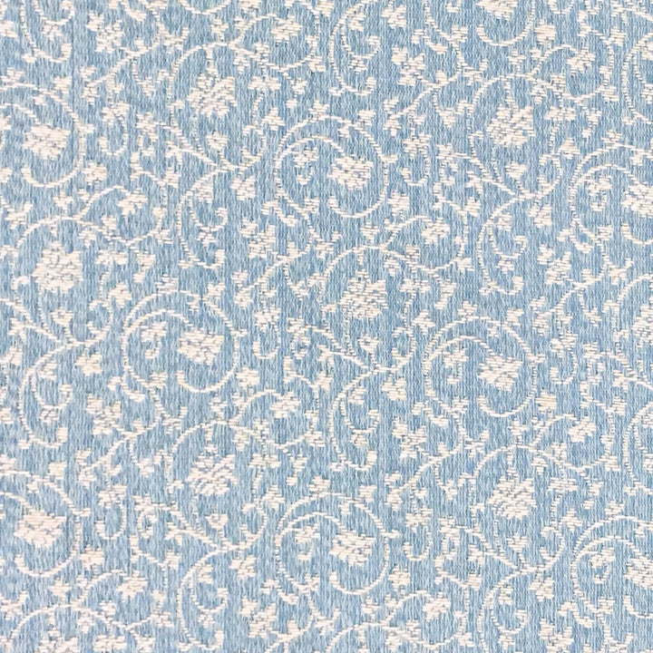 MILANO Light Blue Ivory Floral Small Swirl Scroll Jacquard Brocade Fabric - Classic & Modern