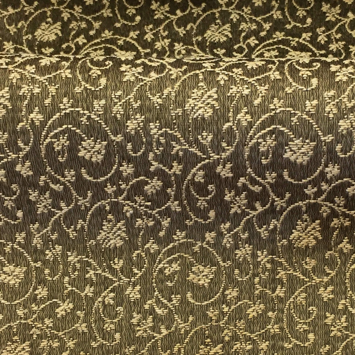 MILANO Olive Gold Floral Small Swirl Scroll Jacquard Brocade Fabric - Classic Modern Fabrics