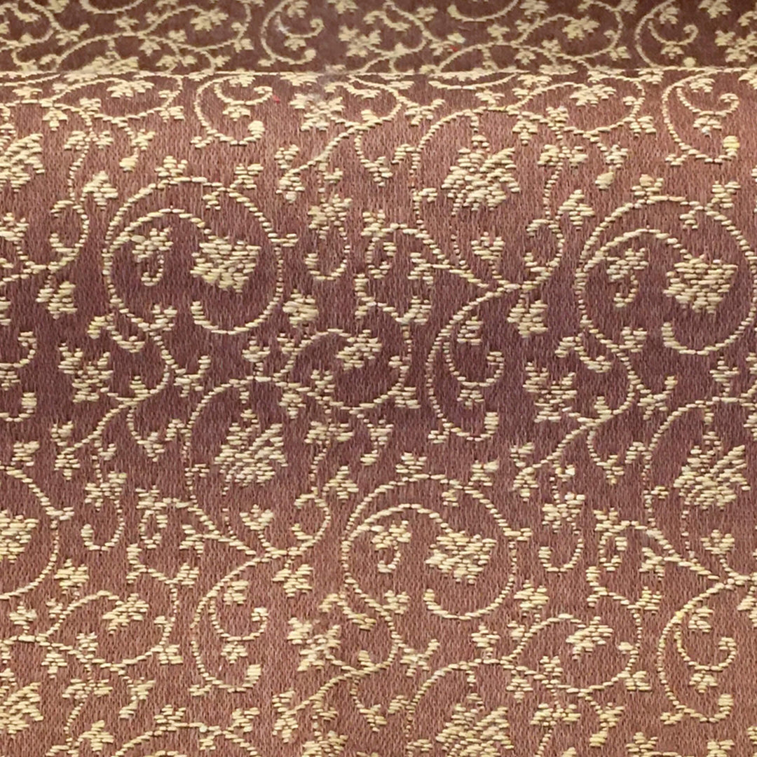 MILANO Plum Brown Gold Ivory Floral Small Swirl Scroll Jacquard Brocade Fabric - Classic & Modern