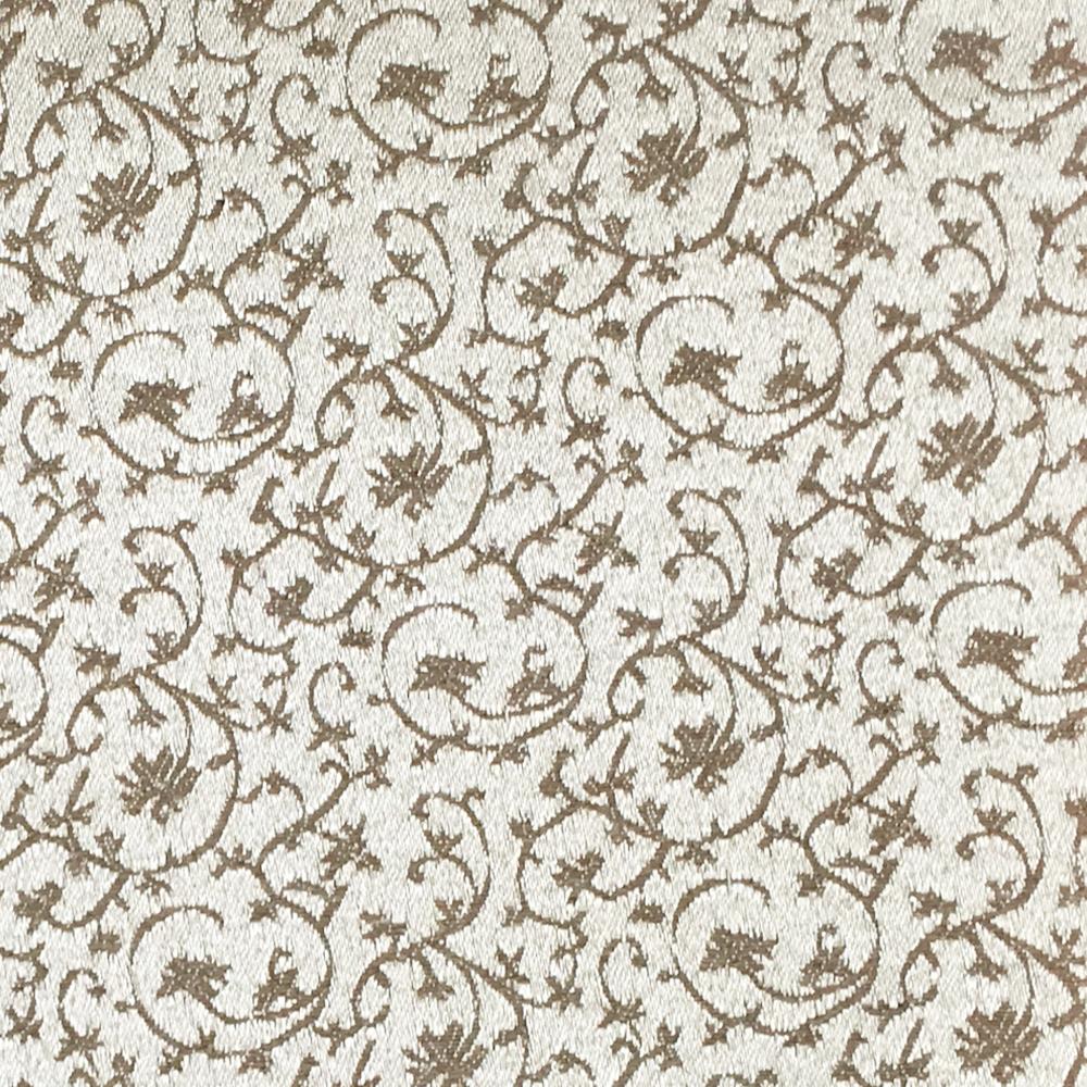 MILANO Taupe Beige Gold Ivory Floral Small Swirl Scroll Jacquard Brocade Fabric - Classic Modern Fabrids