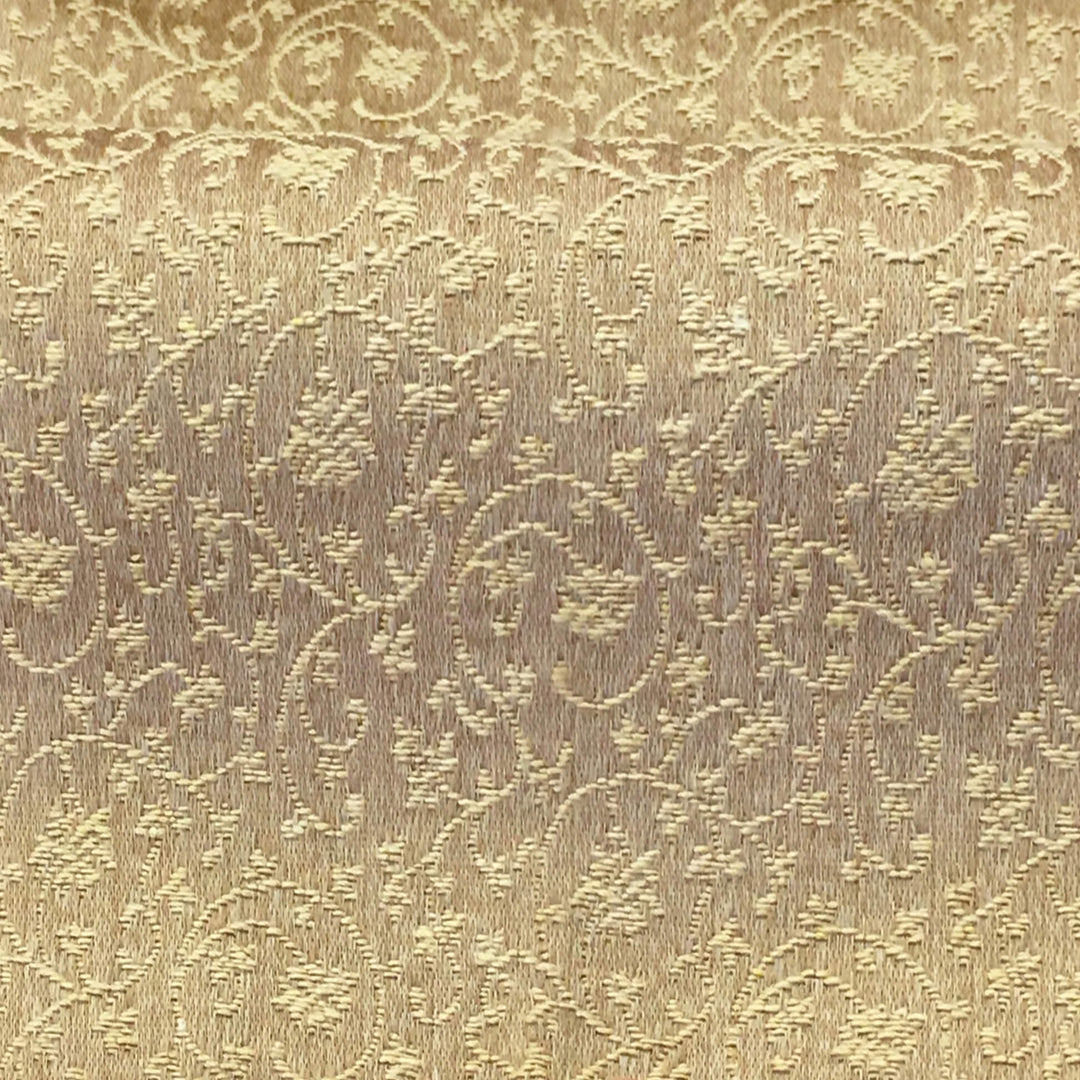 MILANO Vintage Gold Floral Small Swirl Scroll Jacquard Brocade Fabric - Classic Modern Fabrics