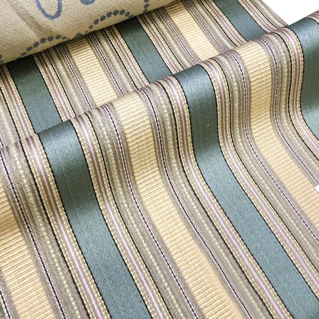 MOZART Green Gold Striped Jacquard Brocade Fabric - Classic & Modern
