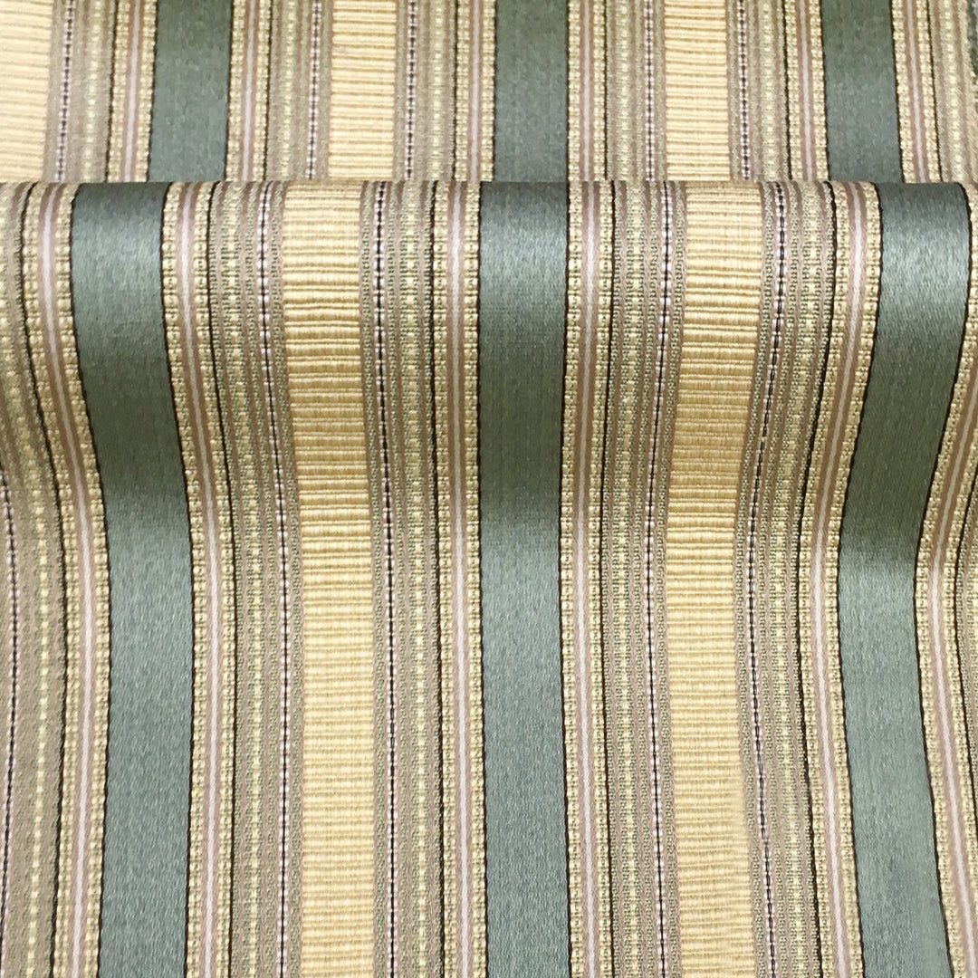 MOZART Green Gold Striped Jacquard Brocade Fabric - Classic & Modern