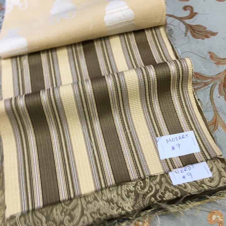 MOZART Olive Gold Striped Jacquard Brocade Fabric - Classic & Modern
