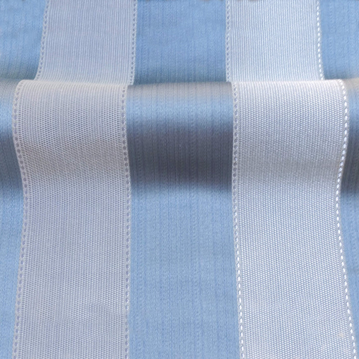 NAPOLI Blue Ivory Wide Striped Brocade Jacquard Fabric - Classic & Modern
