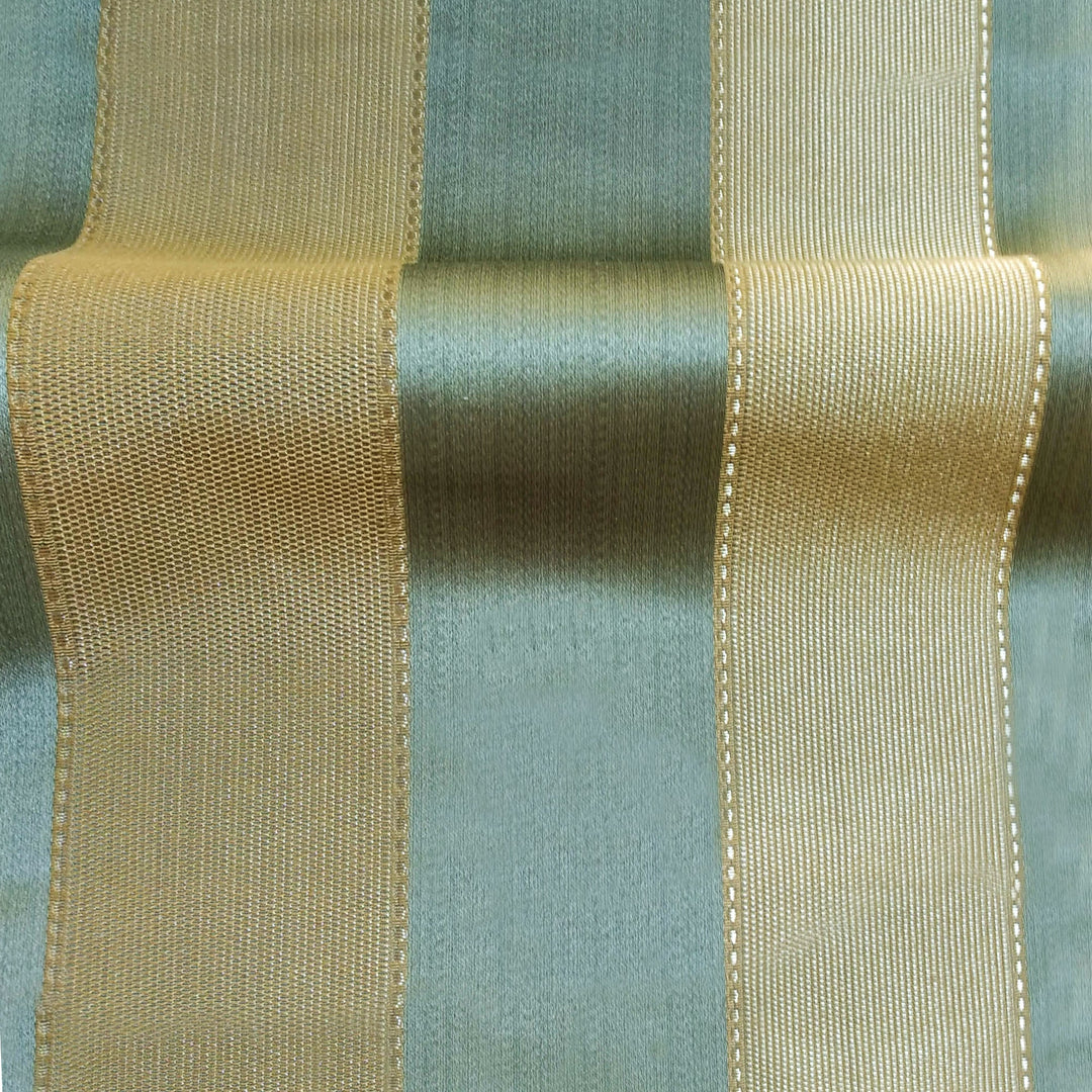 NAPOLI Green Gold Wide Striped Brocade Jacquard Fabric - Classic & Modern