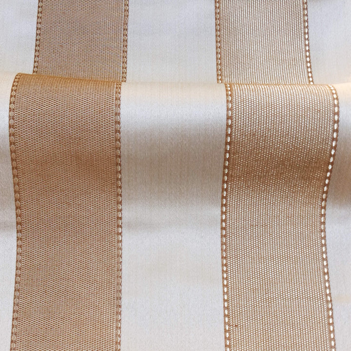 NAPOLI Light Brown Wide Striped Brocade Jacquard Fabric - Classic & Modern