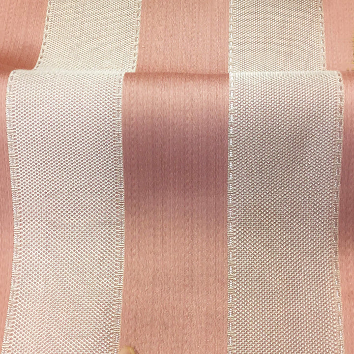 NAPOLI Pink Ivory Wide Striped Brocade Jacquard Fabric - Classic & Modern