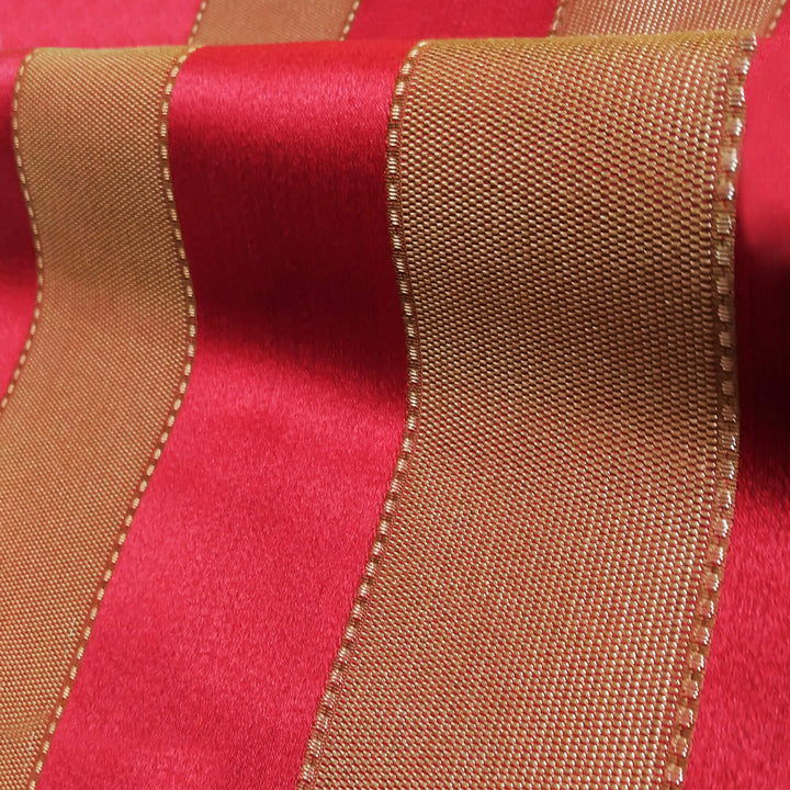 NAPOLI Red Gold Wide Striped Brocade Jacquard Fabric - Classic & Modern
