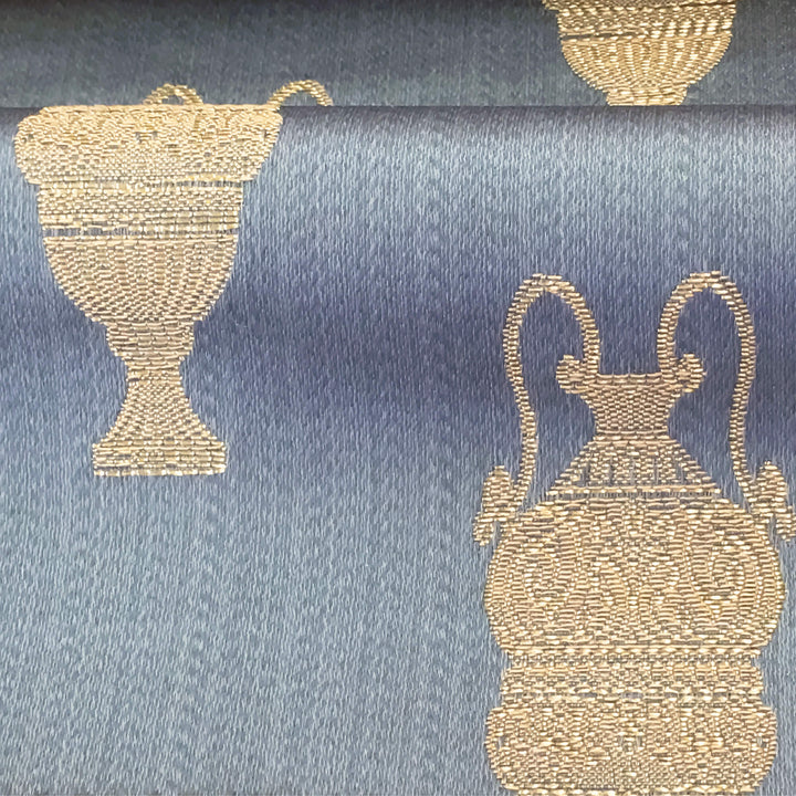 NEMAL Blue Gold Porcelain Jars Jacquard Brocade Fabric - Classic & Modern