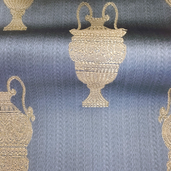 NEMAL Blue Gold Porcelain Jars Jacquard Brocade Fabric - Classic & Modern