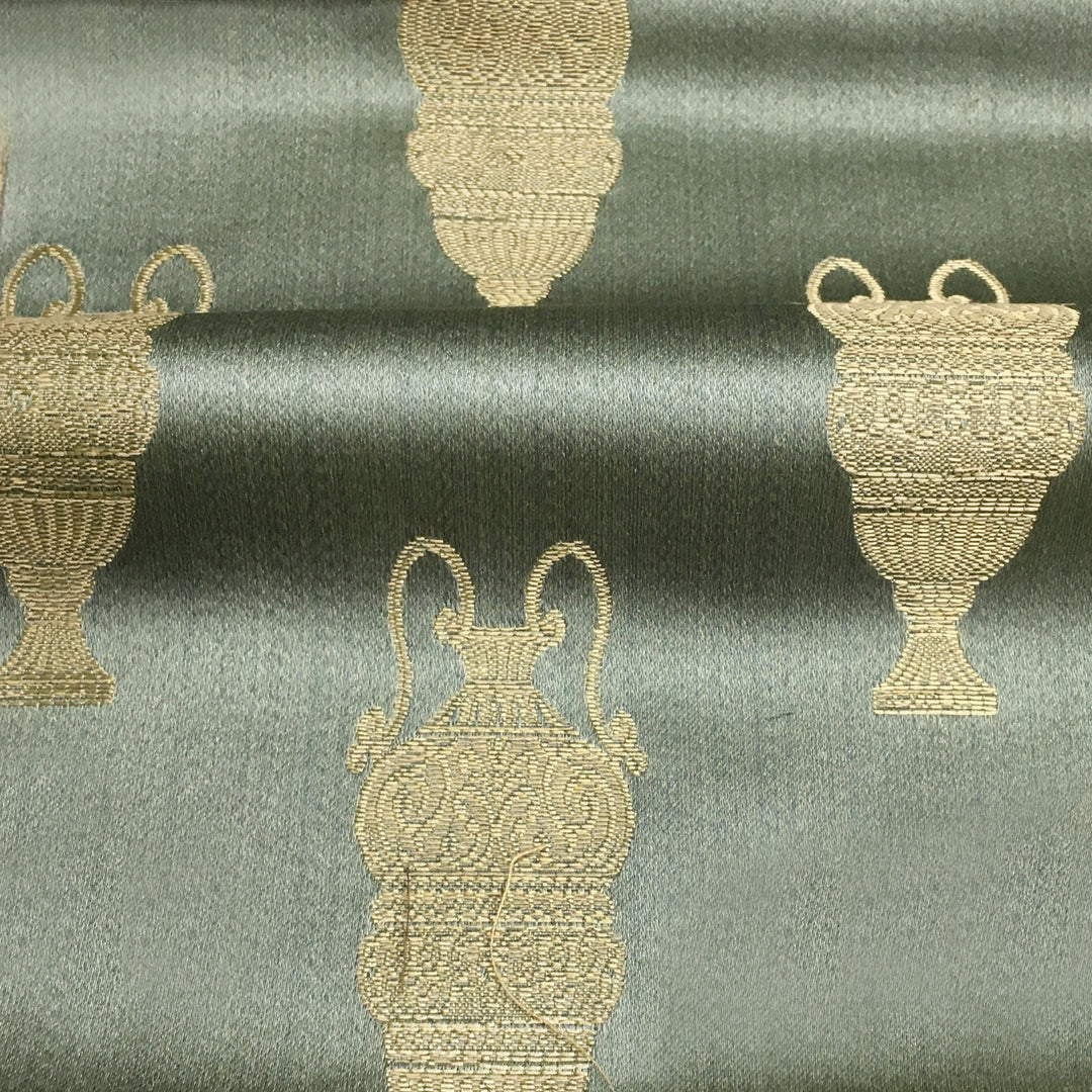 NEMAL Green Gold Porcelain Jars Jacquard Brocade Fabric - Classic & Modern