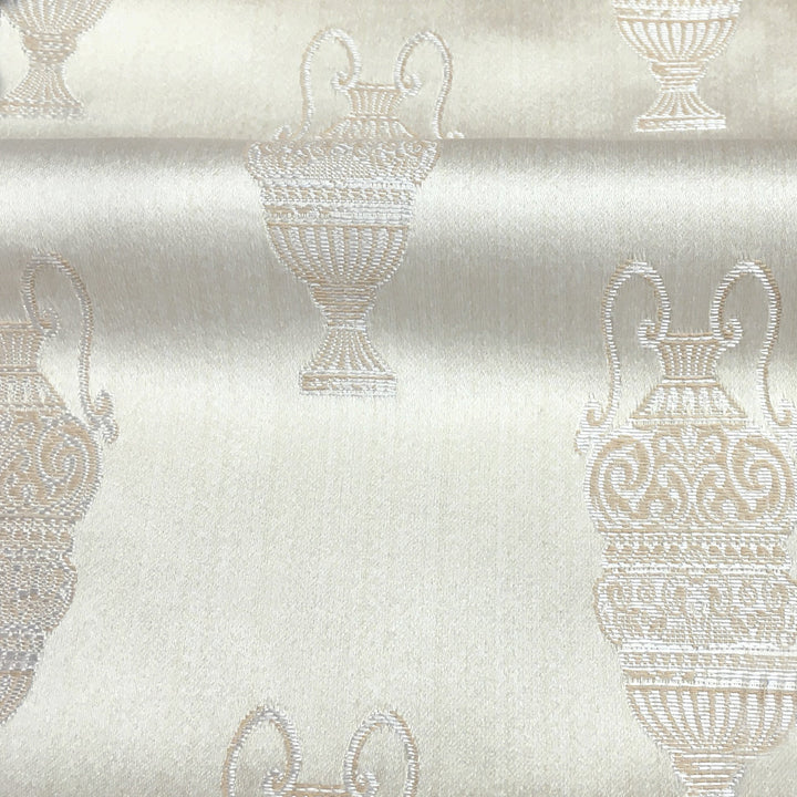 NEMAL Ivory Beige Porcelain Jars Jacquard Brocade Fabric - Classic & Modern